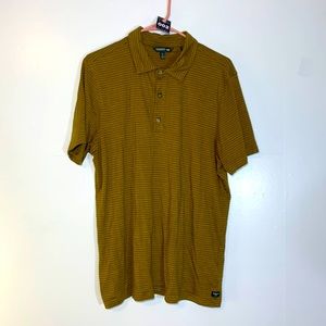 002 Toad & Co Striped Polo Golden Green Medium